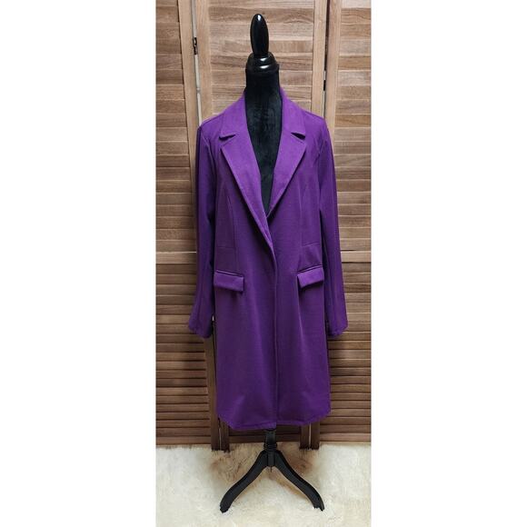 Torrid Womens Long Purple Ponte Trench Coat Plus Size 3X Heavy Warm Dress Jacket - Picture 4 of 10